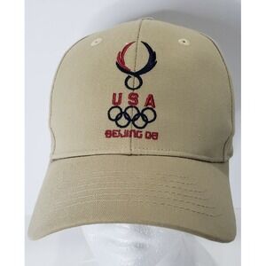 USA Beijing Olympics 2008 Tan Baseball Hat 08.08.08 American Flag‎